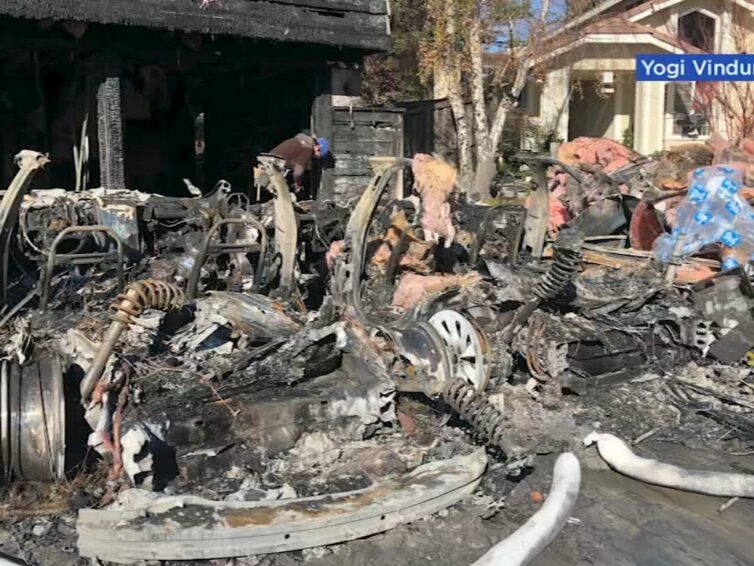 Tesla car battery causes devastating house fire, sleeping couple almost burnt alive by Tesla battery fire